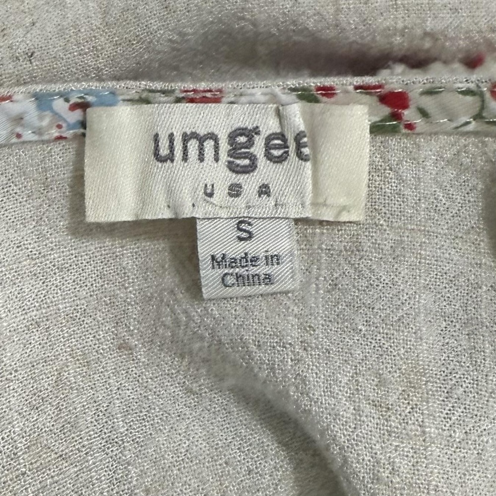 Umgee Top Womens S Tan Multicolor Boho Crochet Granny Square Sleeve Casual Shirt - Picture 6 of 9